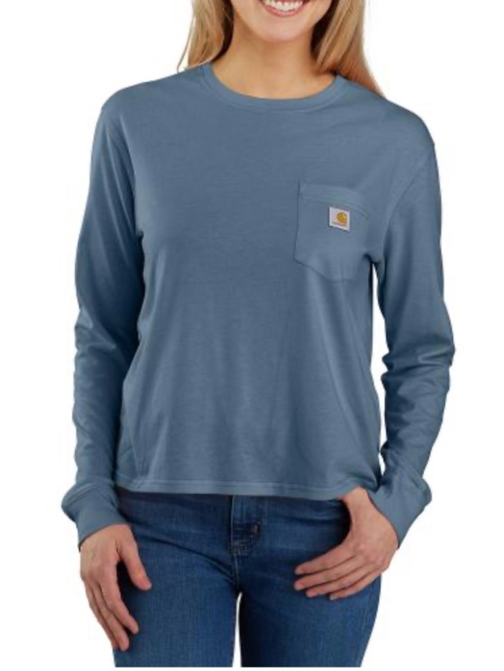 Carhartt Women's Loose Fit Long Sleeve T-Shirt - Blue NWT! Sz Small